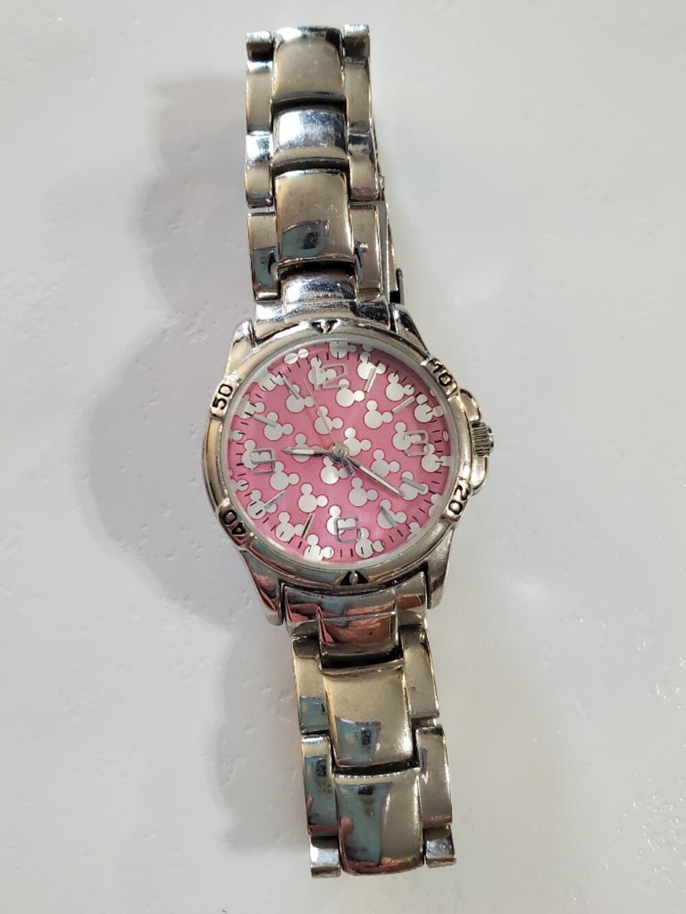 Vintage Disney Time Works Silver Mickey Mouse Watch